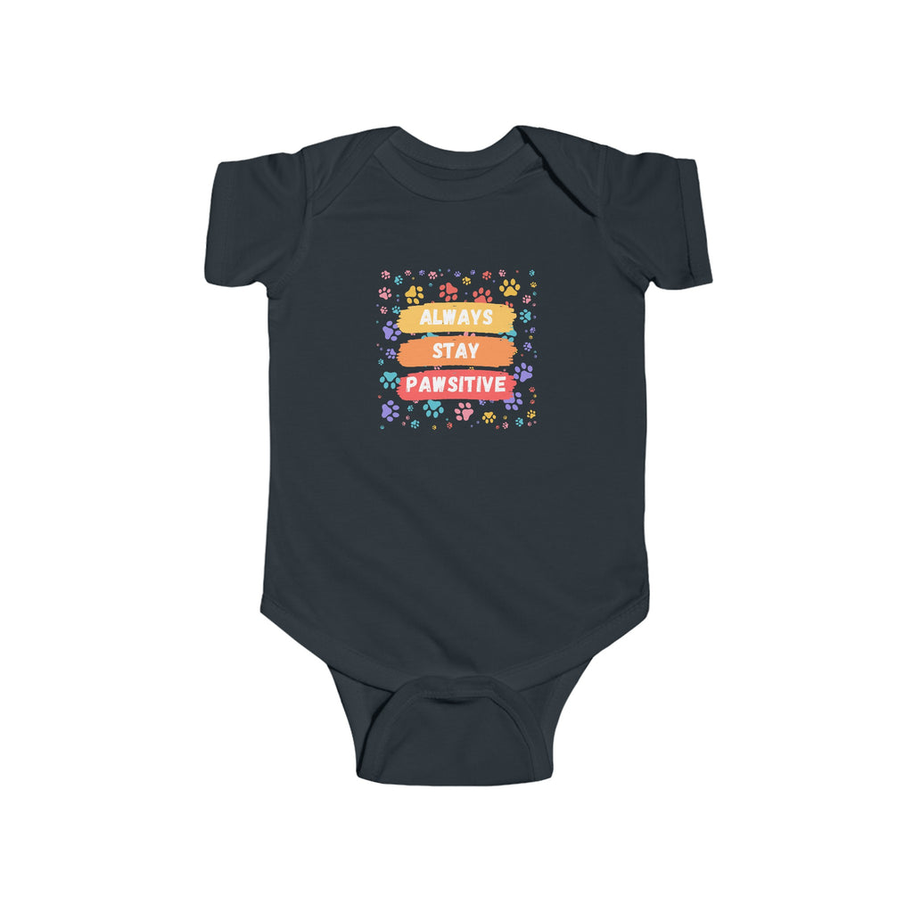 Always Stay Pawsitive Baby Onesie Black