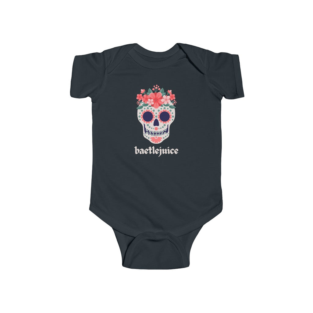 Baetlejuice Calavera Sugar Skull Baby Onesie Black