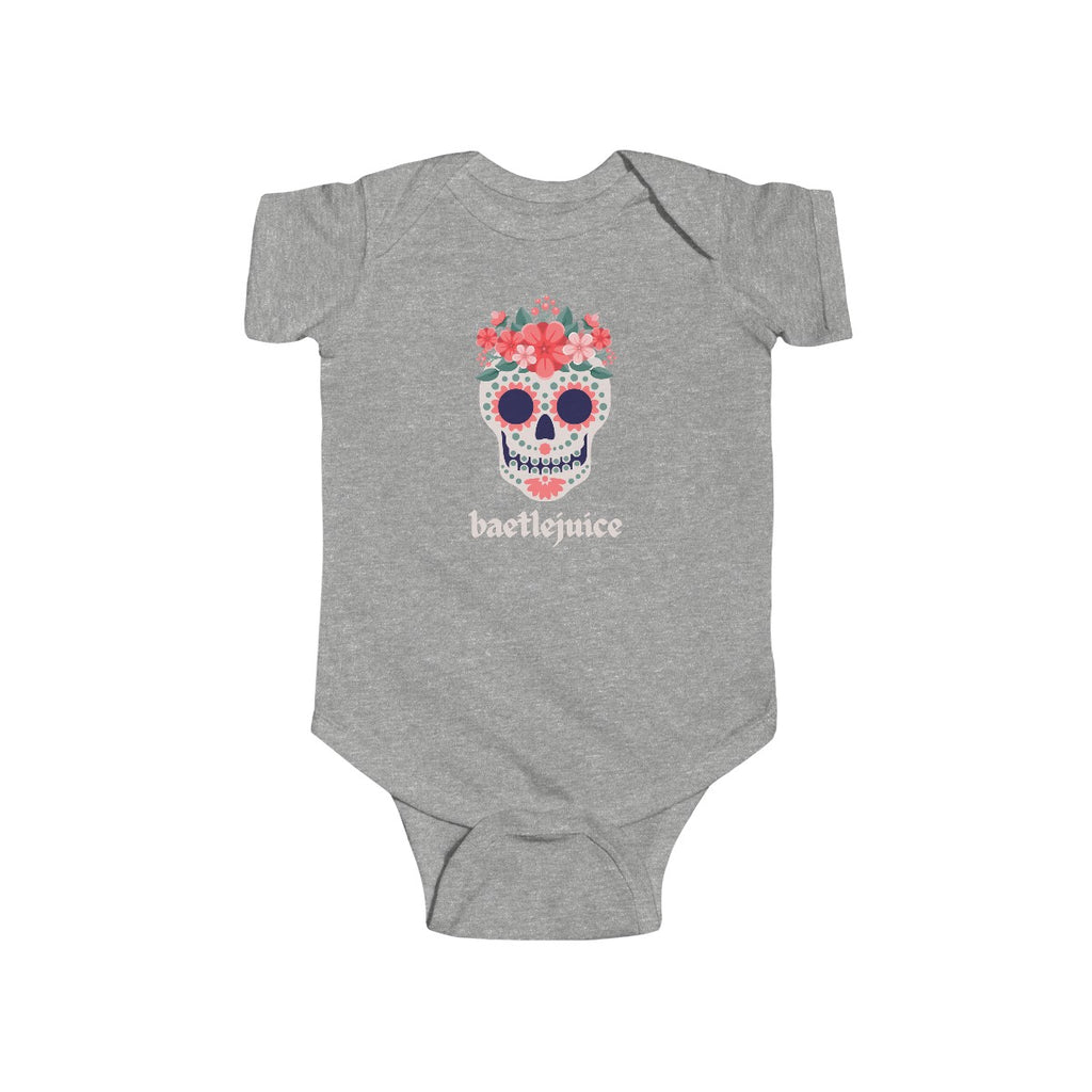 Baetlejuice Calavera Sugar Skull Baby Onesie Heather