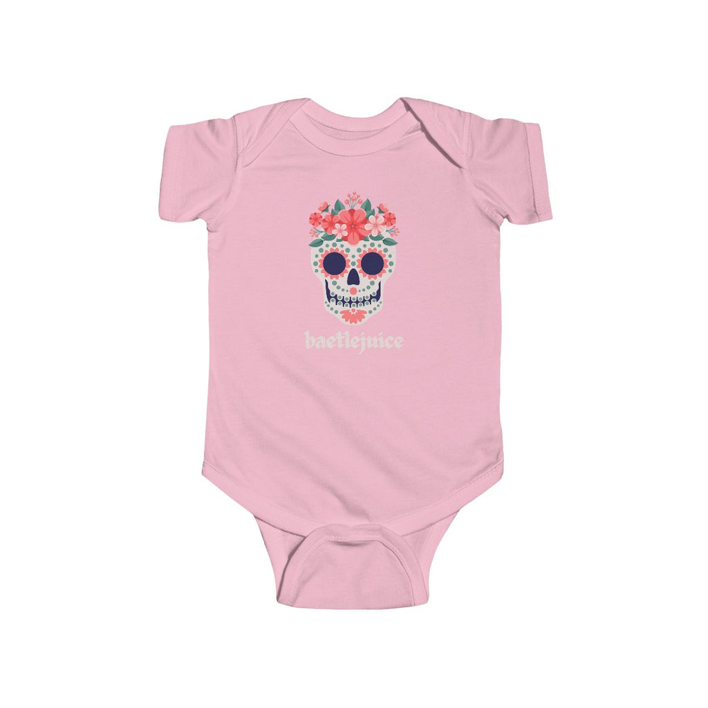 Baetlejuice Calavera Sugar Skull Baby Onesie Pink