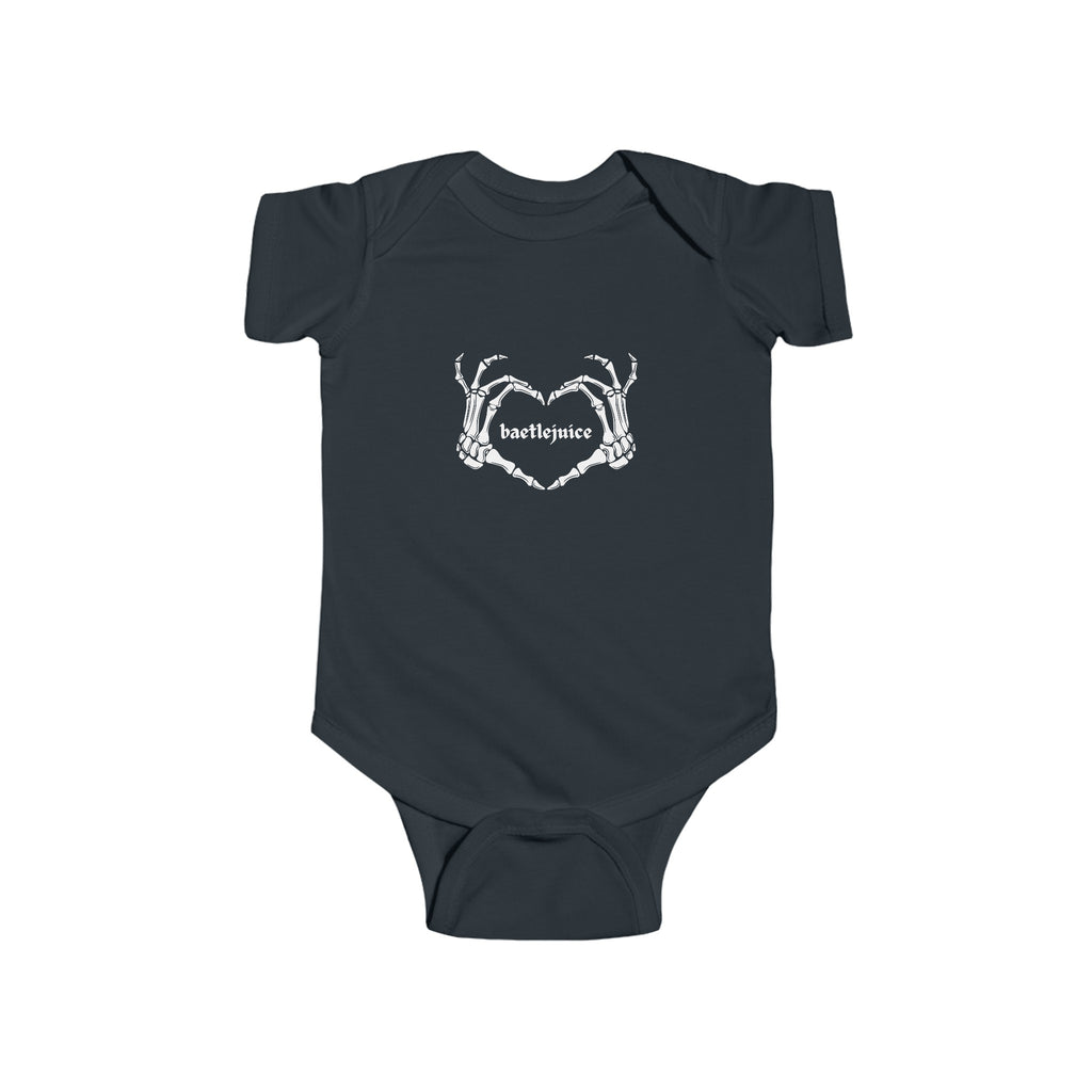 Baetlejuice Skeleton Heart Baby Onesie Black