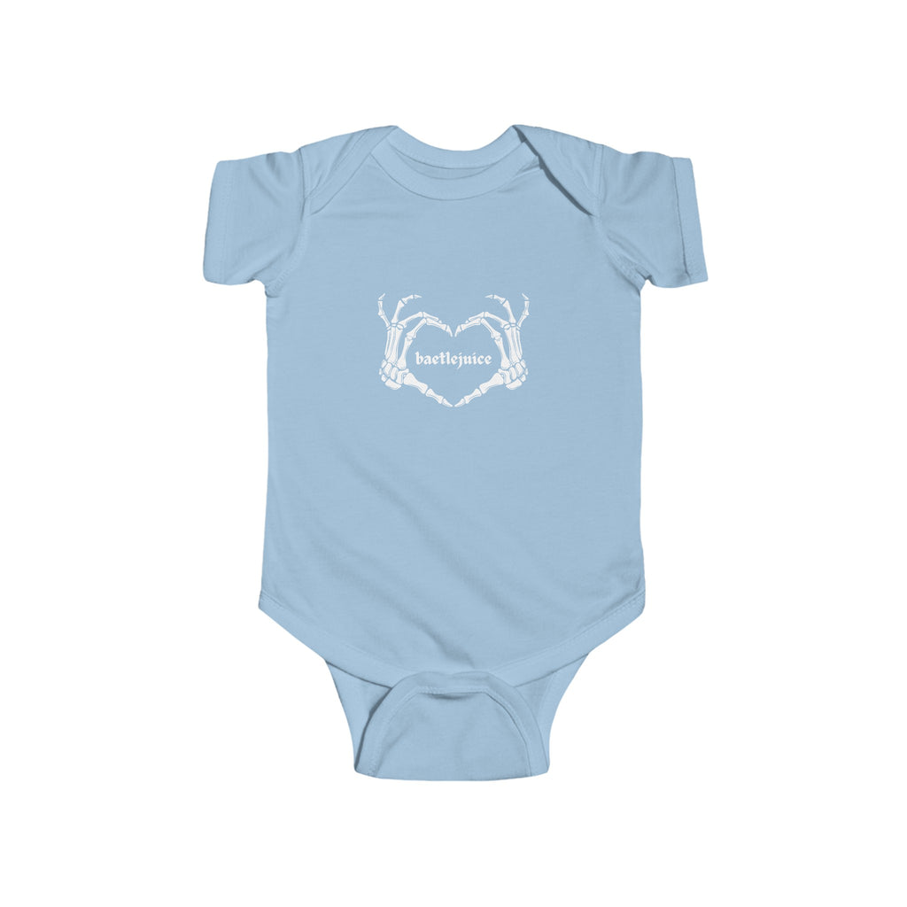 Baetlejuice Skeleton Heart Baby Onesie Blue