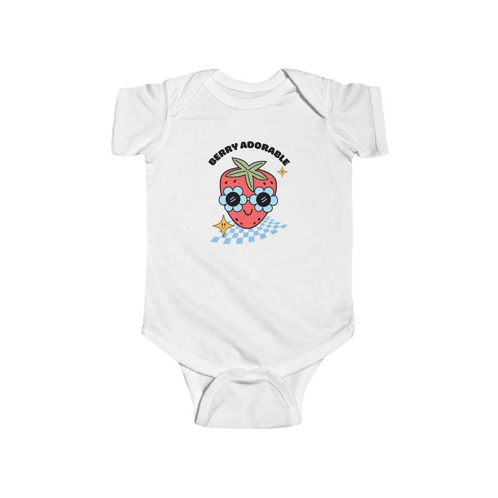 Berry Adorable Baby Onesie White