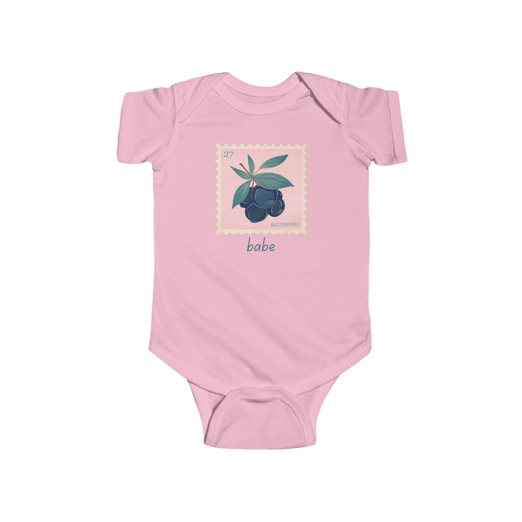 Blueberry Babe Baby Onesie Pink