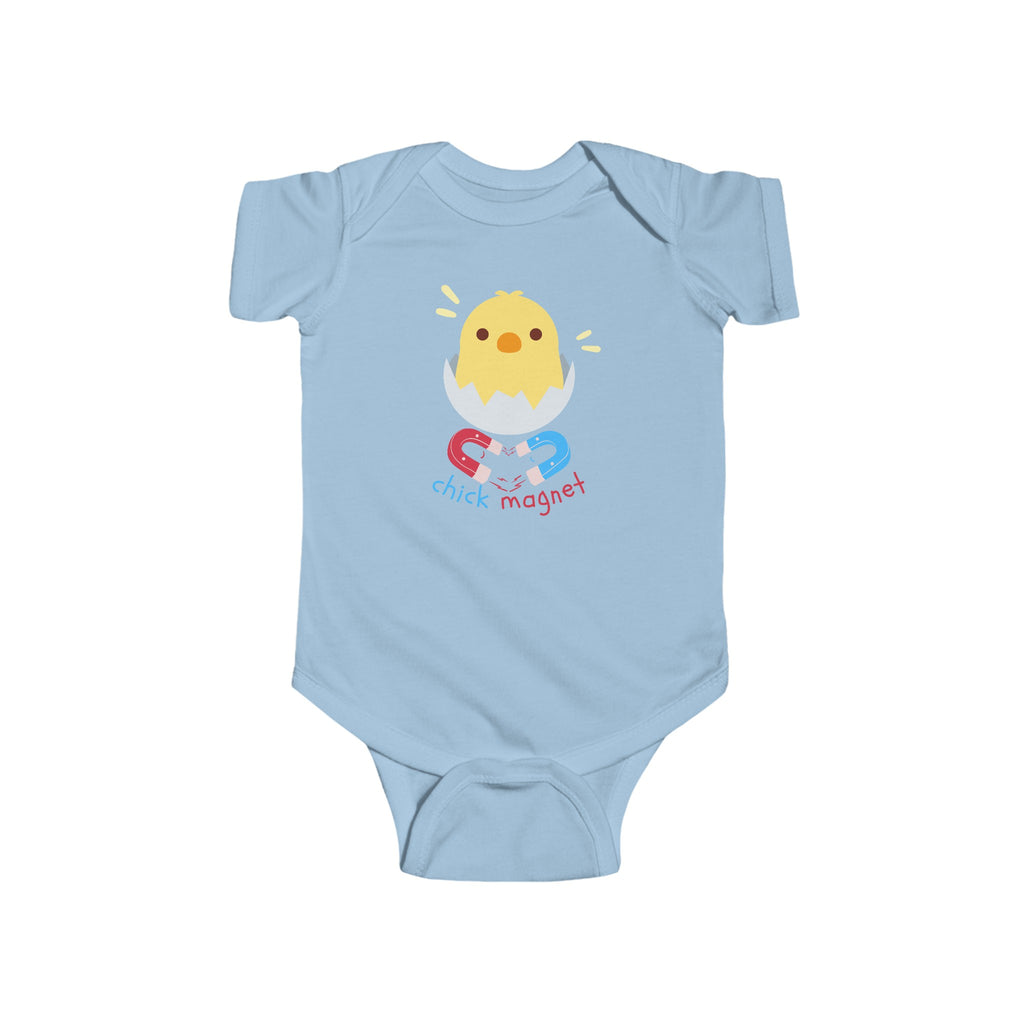 Chick Magnet Baby Onesie Blue