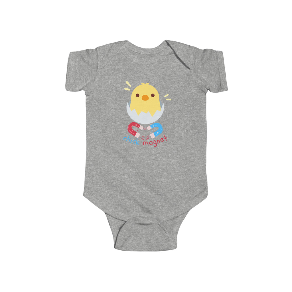 Chick Magnet Baby Onesie Gray