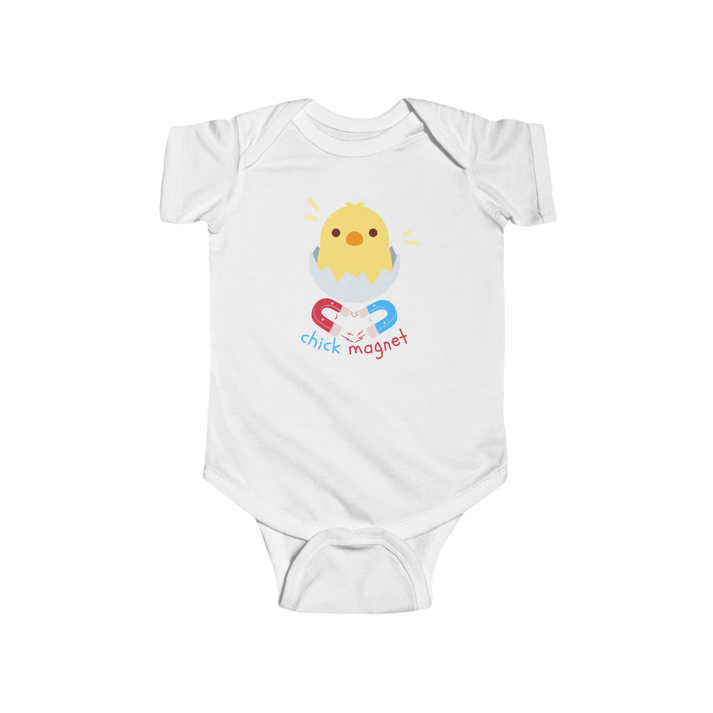 Chick Magnet Baby Onesie White