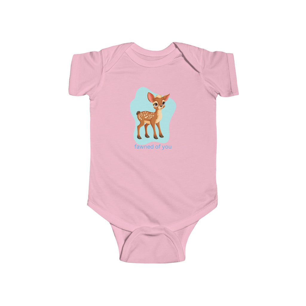 Fawned of You Blue Baby Onesie Pink