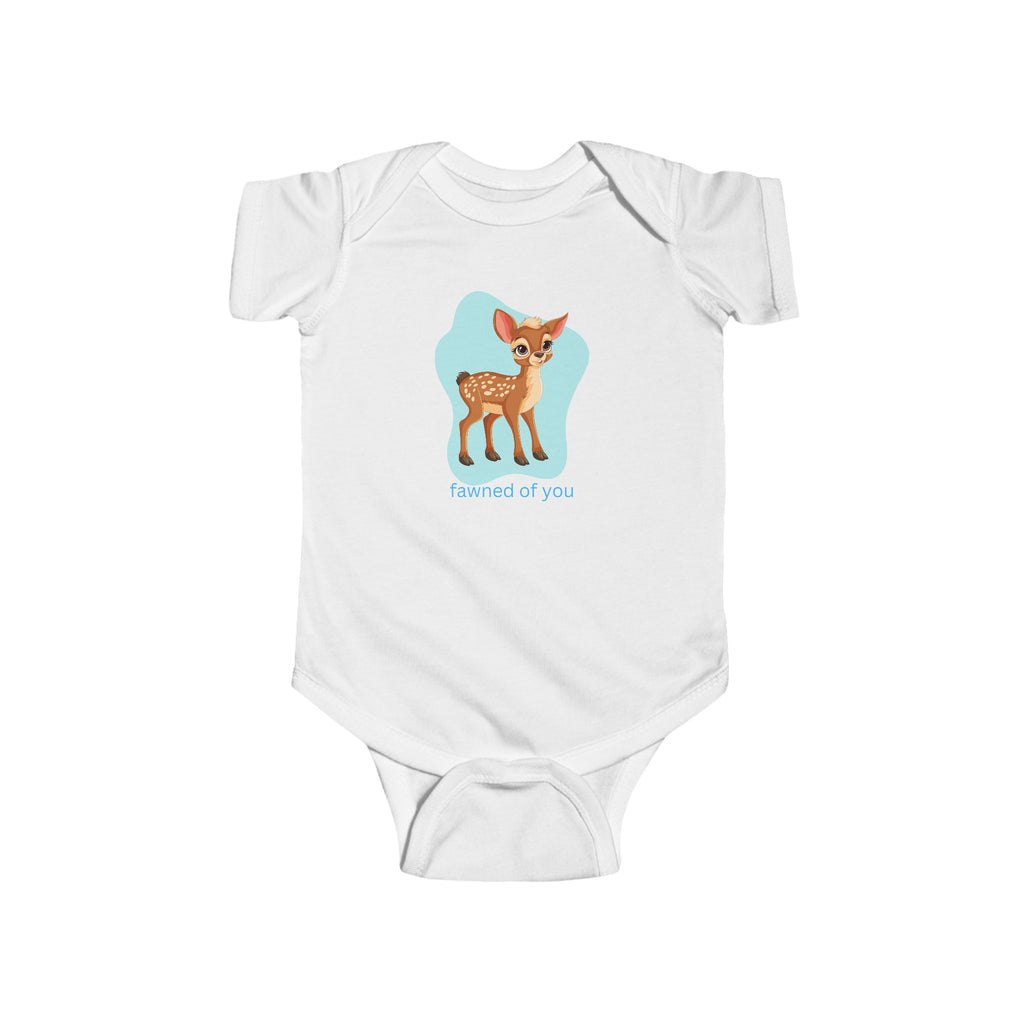 Fawned of You Blue Baby Onesie White