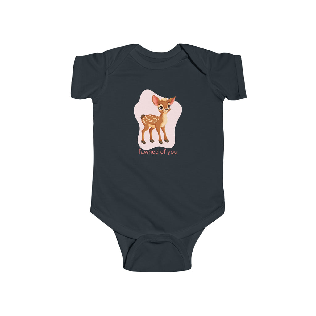 Fawned of You Pink Baby Onesie Black