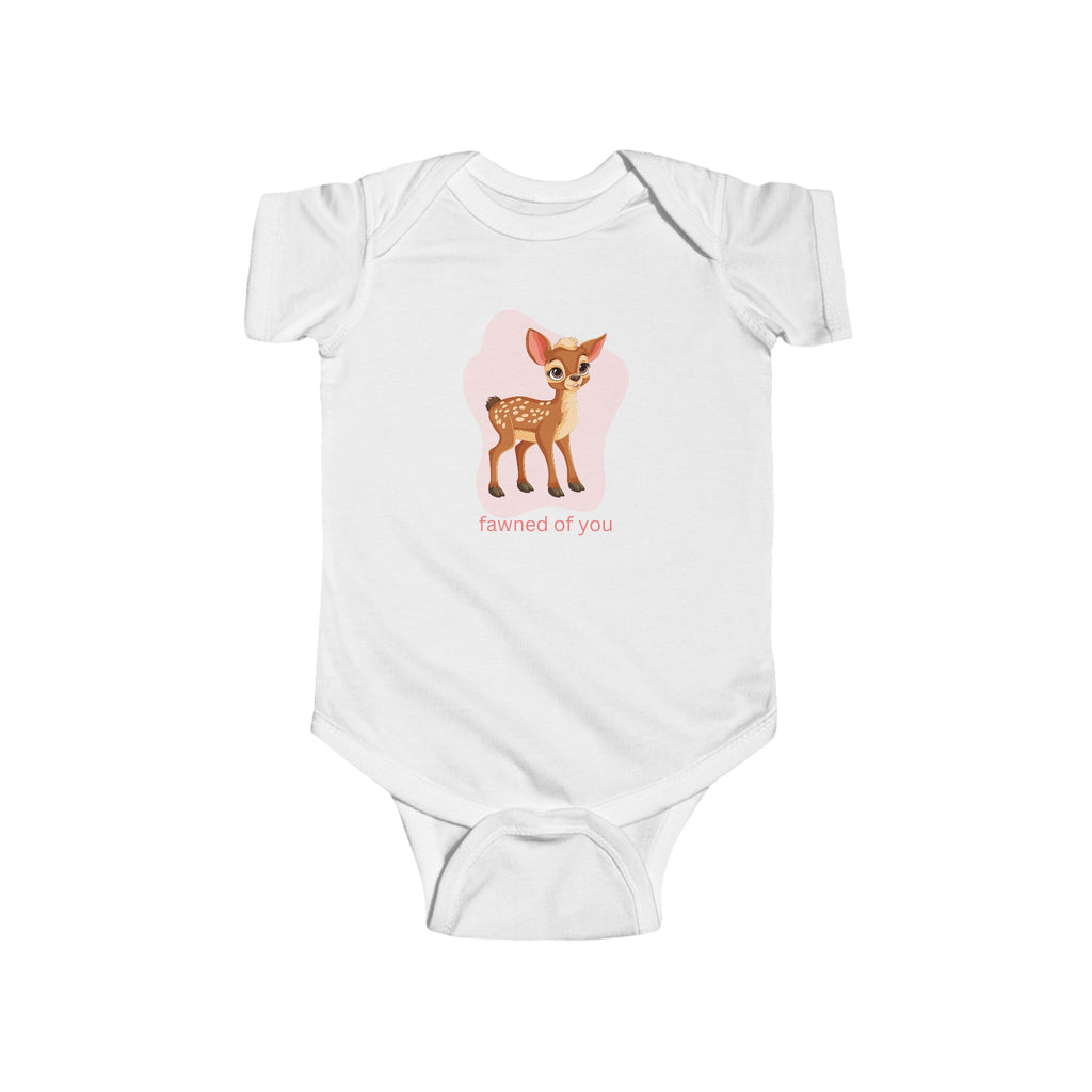 Fawned of You Pink Baby Onesie White