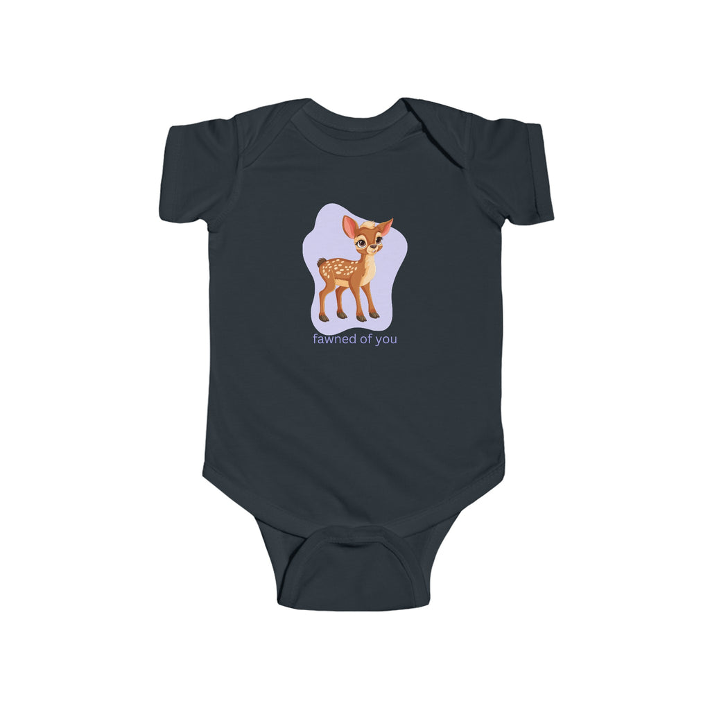 Fawned of You Purple Baby Onesie Black