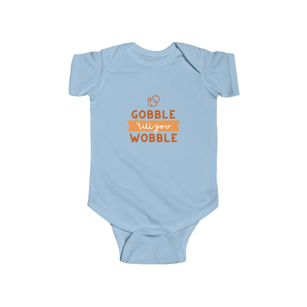 Gobble Till You Wobble Baby Onesie Blue