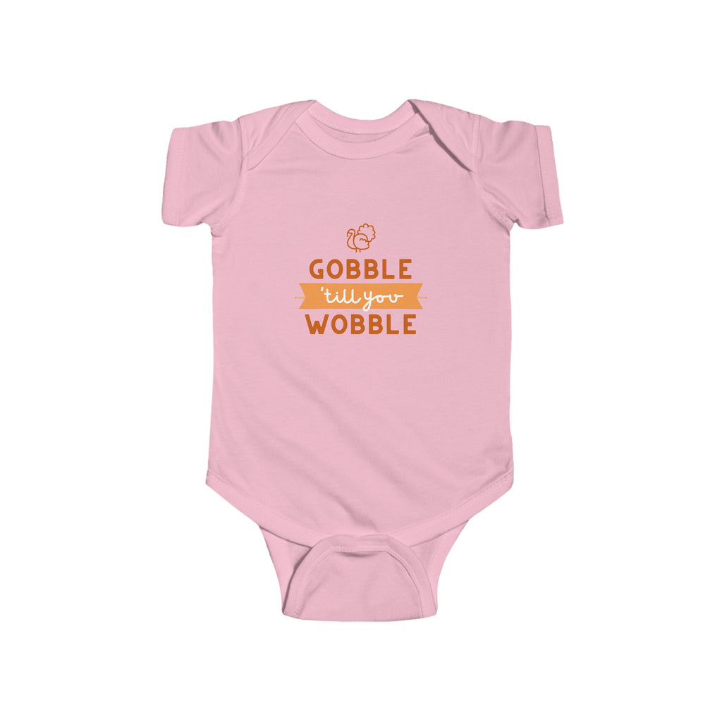 Gobble Till You Wobble Baby Onesie Pink