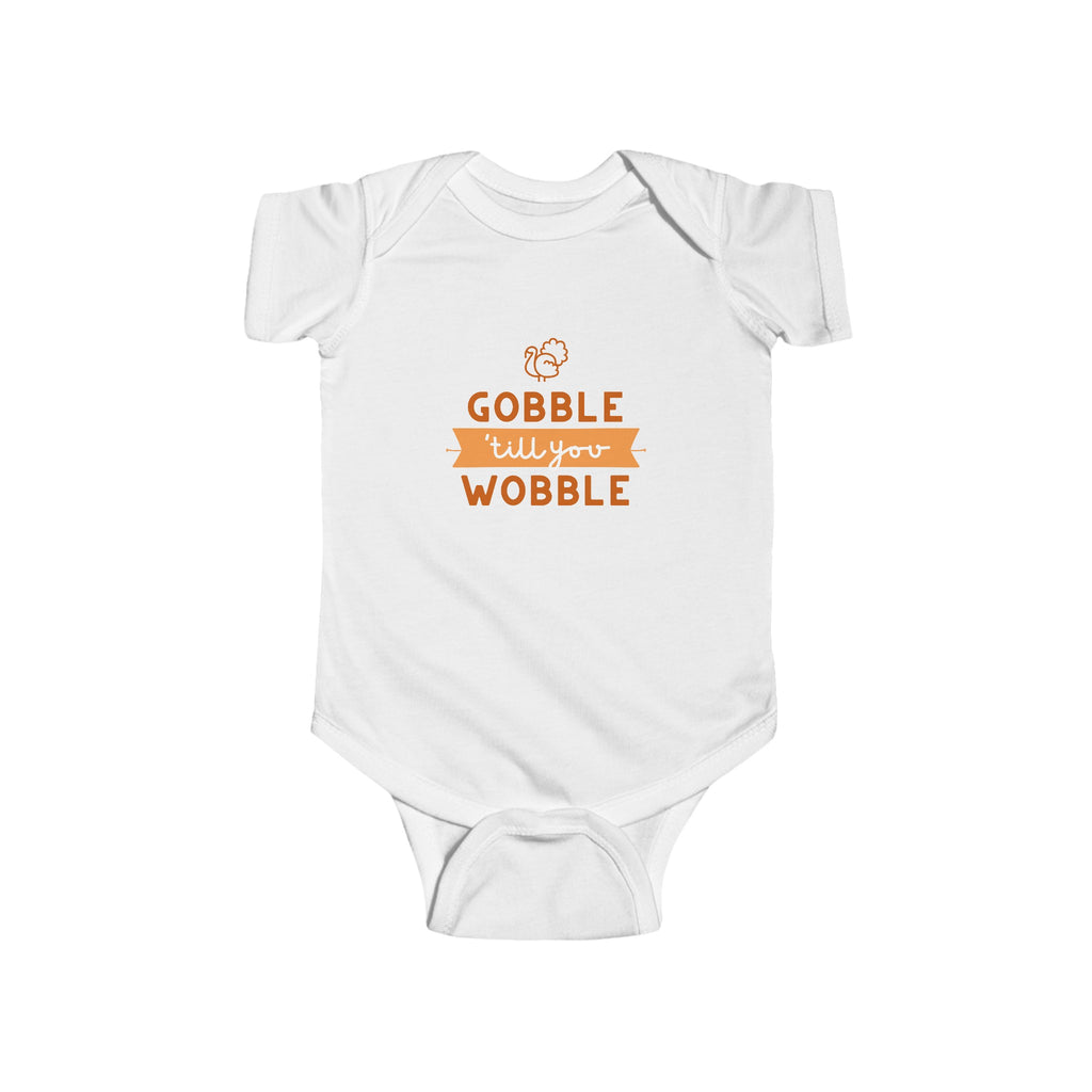 Gobble Till You Wobble Baby Onesie White