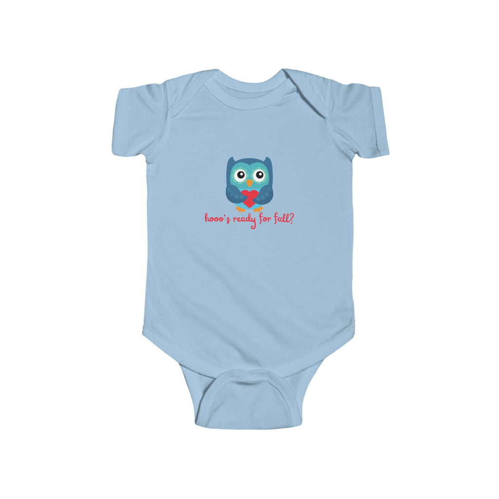 Hooo's Ready for Fall Baby Onesie Blue