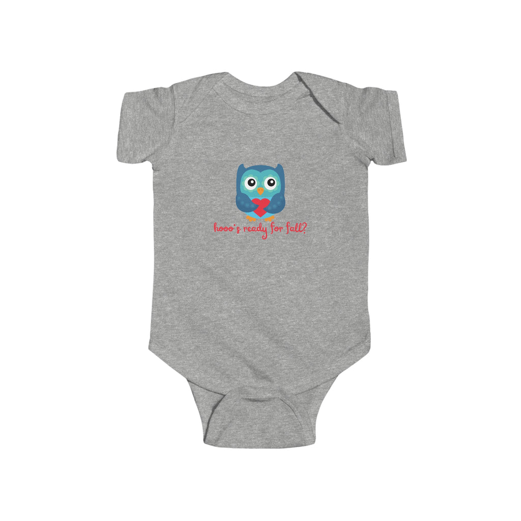 Hooo's Ready for Fall Baby Onesie Heather