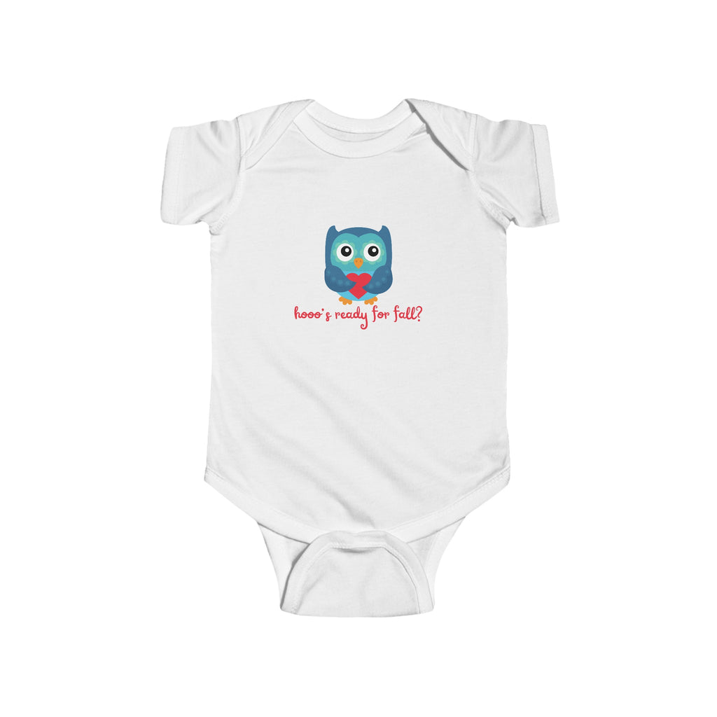 Hooo's Ready for Fall Baby Onesie White