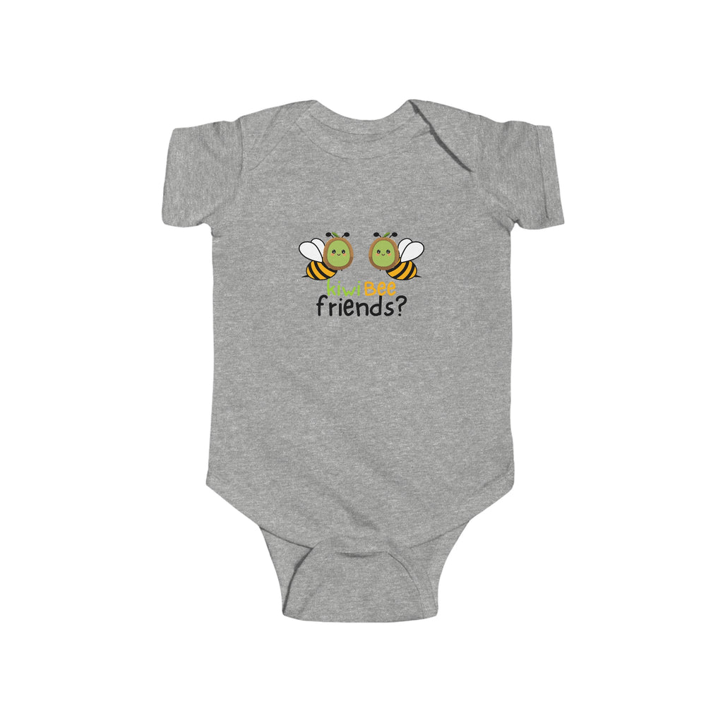 Kiwi Bee Friends Baby Onesie Gray