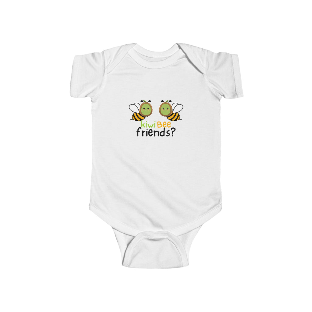 Kiwi Bee Friends Baby Onesie White