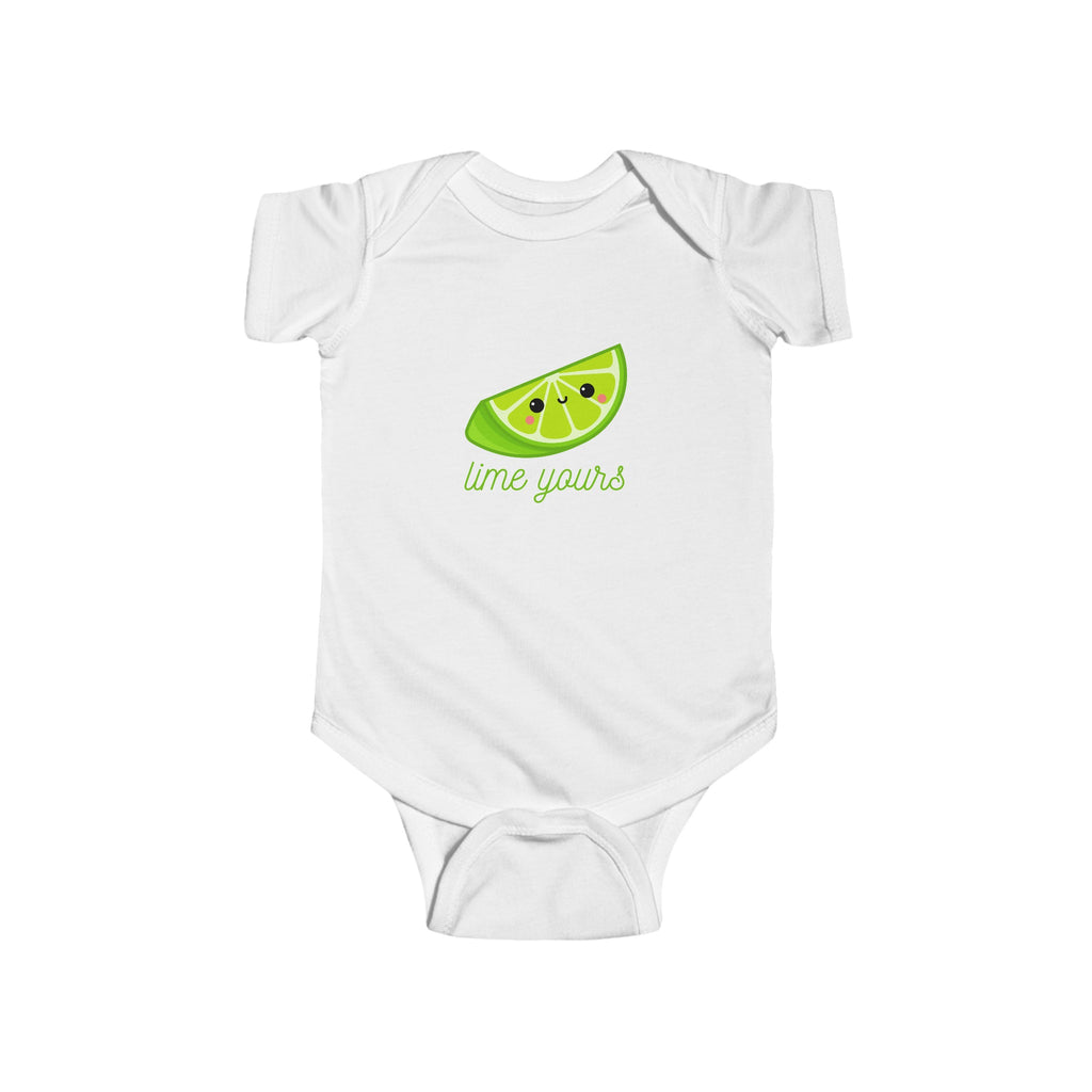 Lime Yours Baby Onesie White