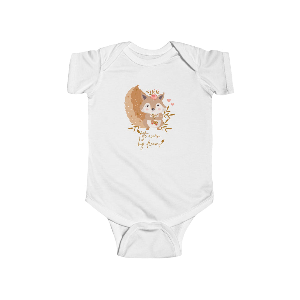 Little Acorn Big Dreams Baby Onesie White