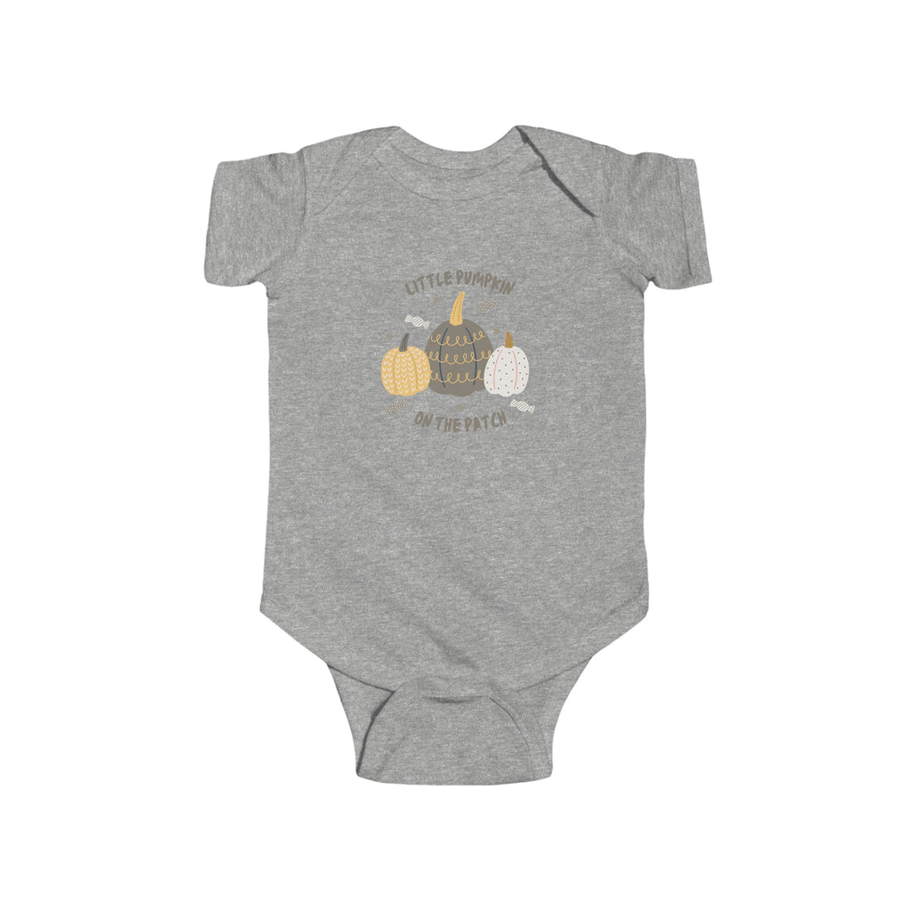 Little Pumpkin On the Patch Baby Onesie Heather