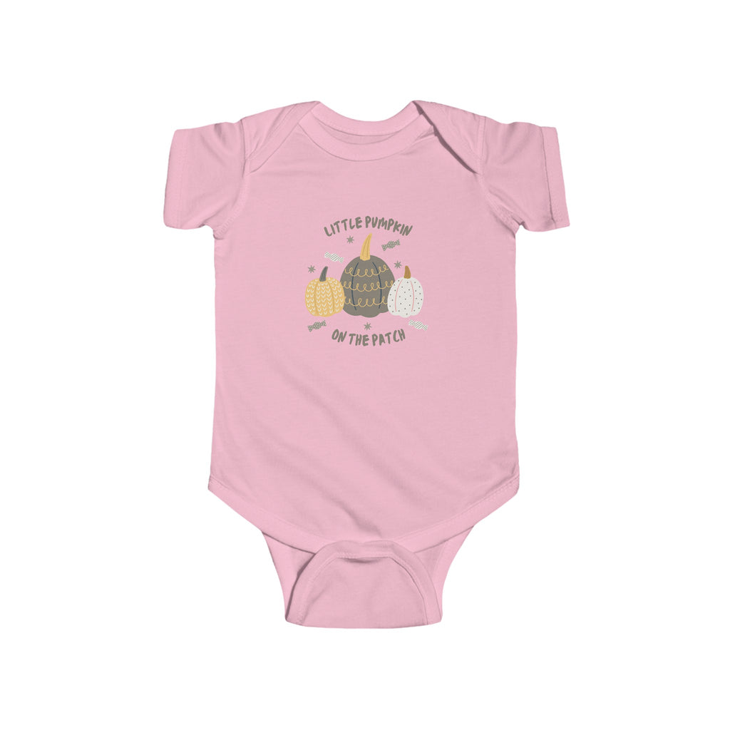 Little Pumpkin On the Patch Baby Onesie Pink