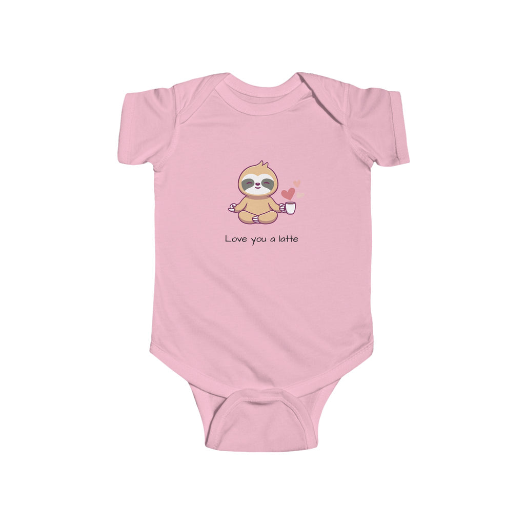 Love You a Latte Baby Onesie Pink