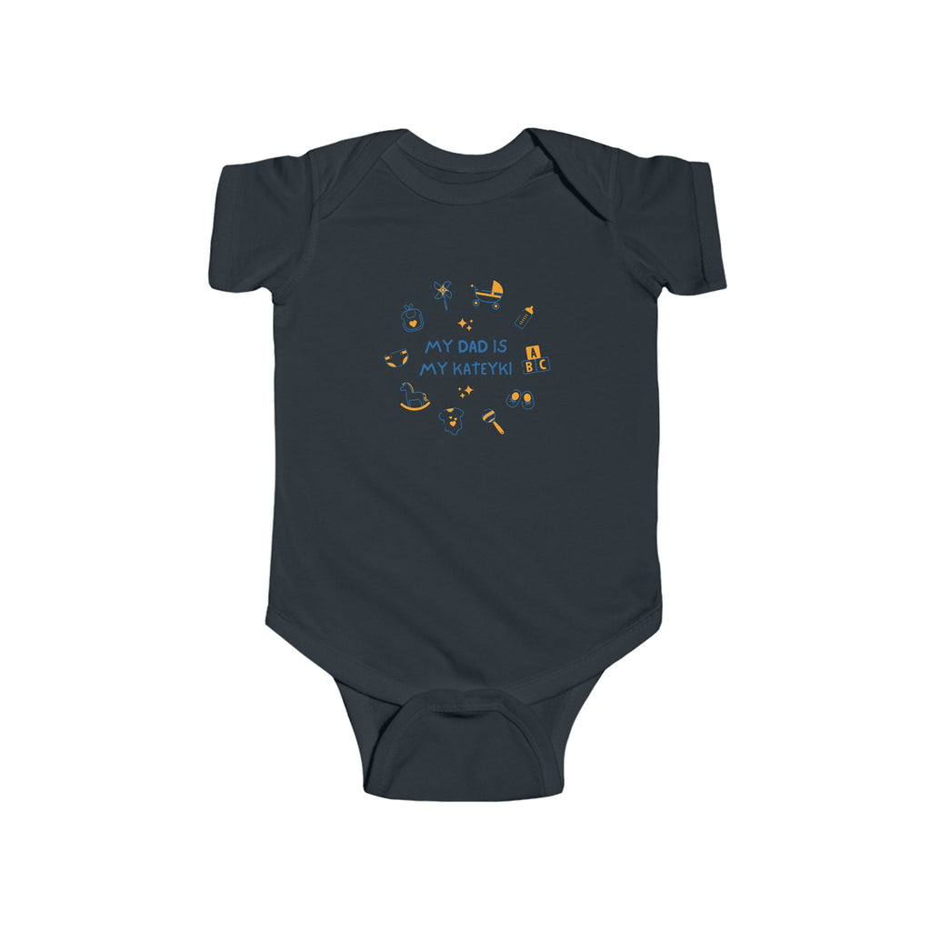 My Dad is My Kateyki Charm Baby Onesie Black