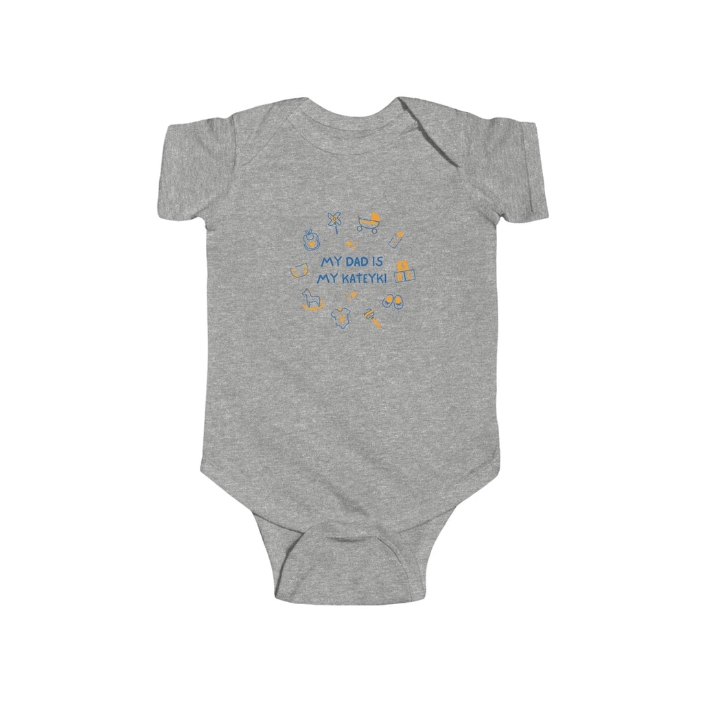 My Dad is My Kateyki Charm Baby Onesie Heather