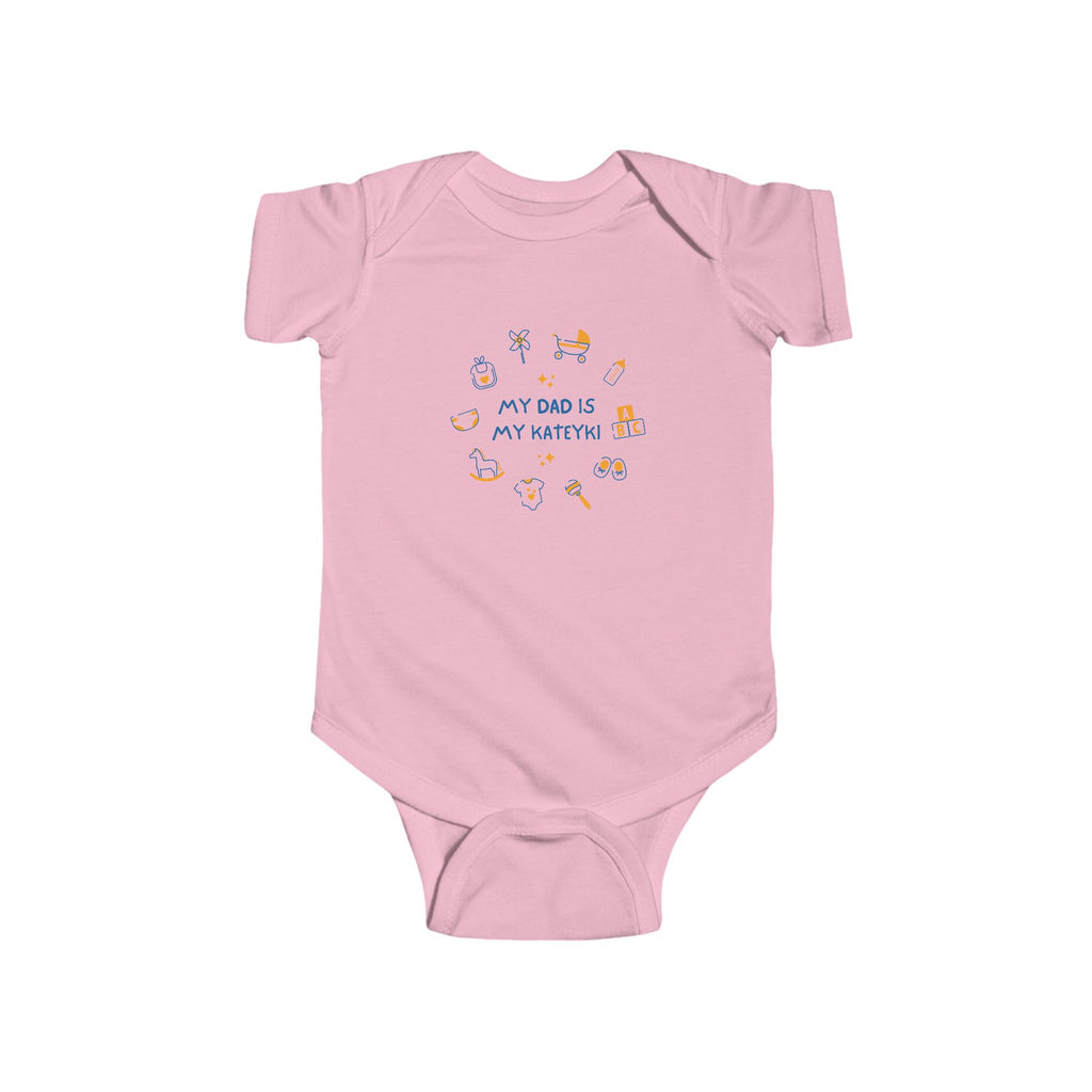 My Dad is My Kateyki Charm Baby Onesie Pink