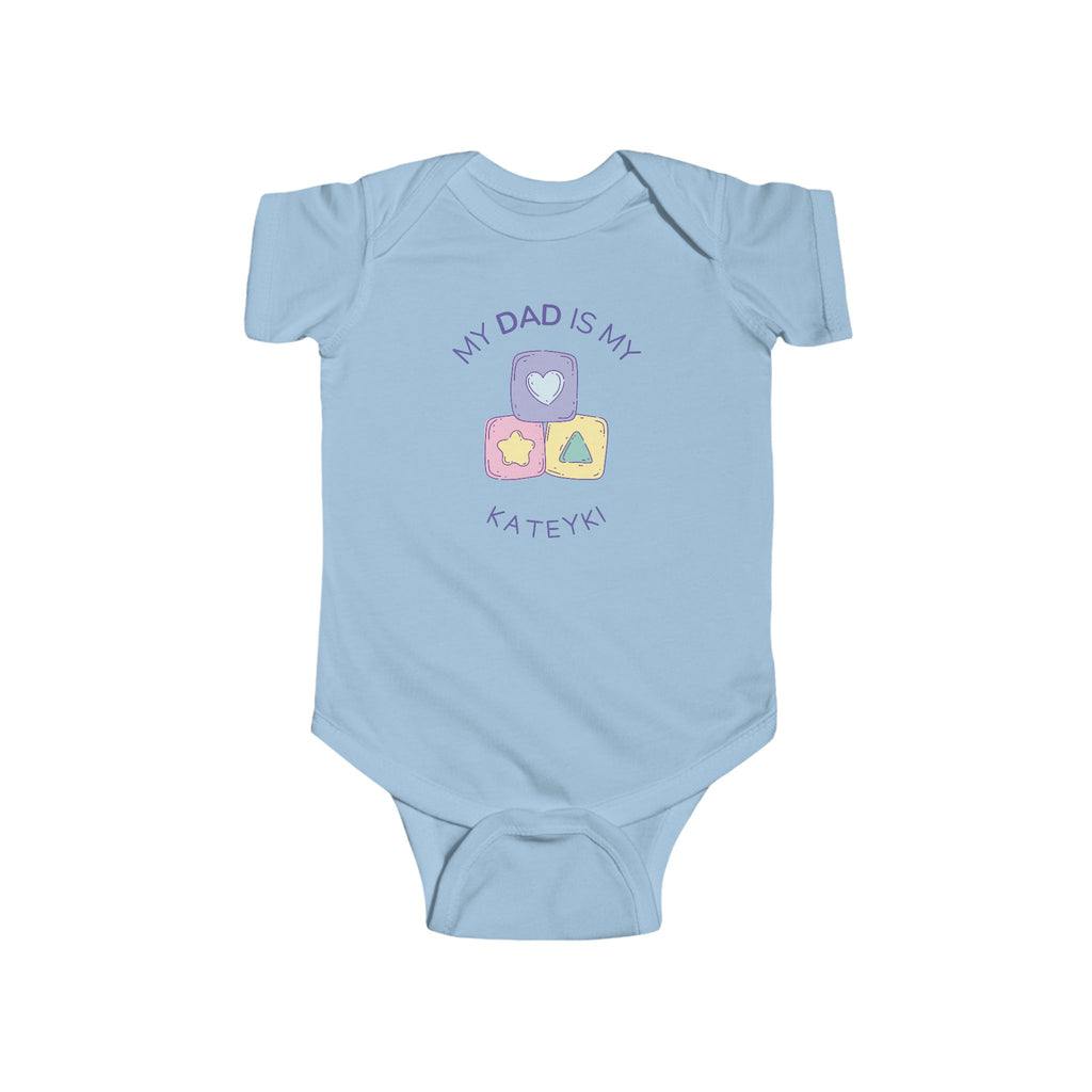 My Dad is My Kateyki Play Blocks Baby Onesie Blue