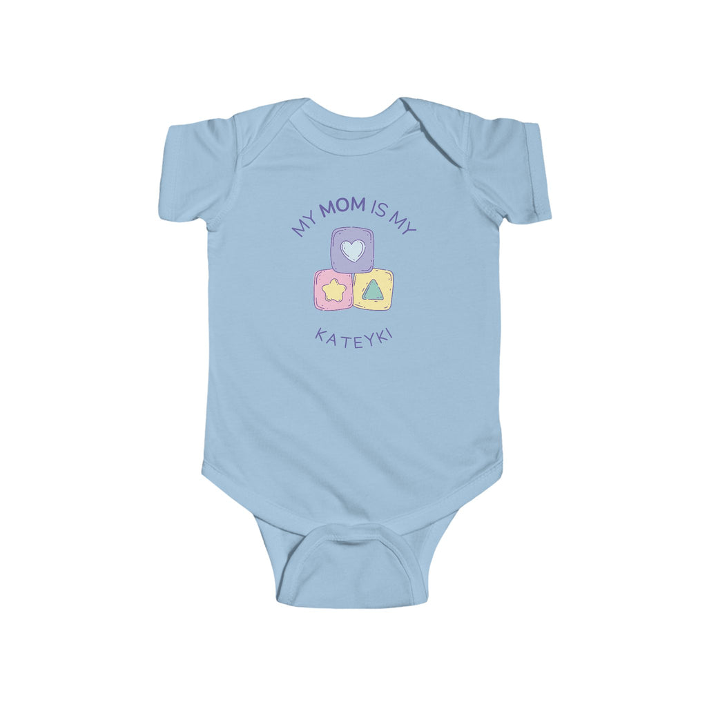 My Mom is My Kateyki Play Blocks Baby Onesie Blue