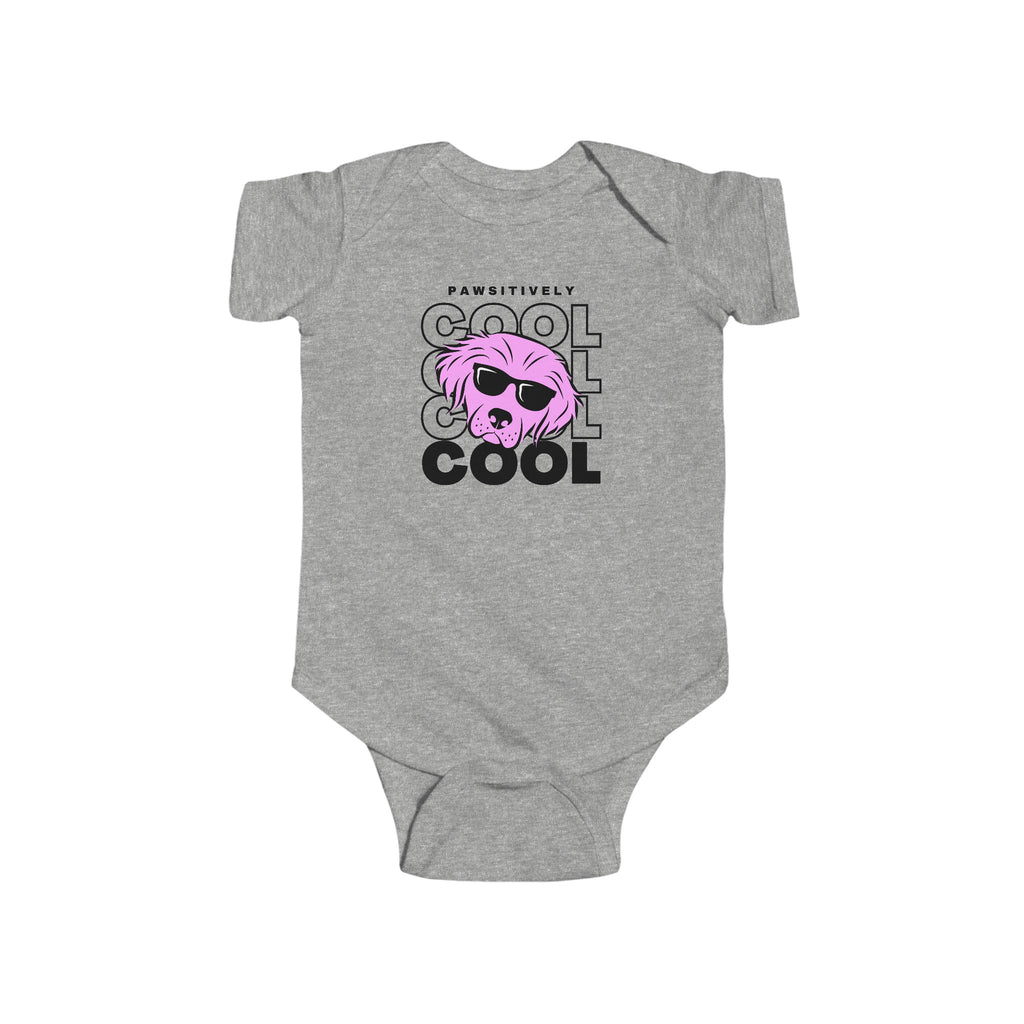 Pawsitively Cool Dog Baby Onesie Gray