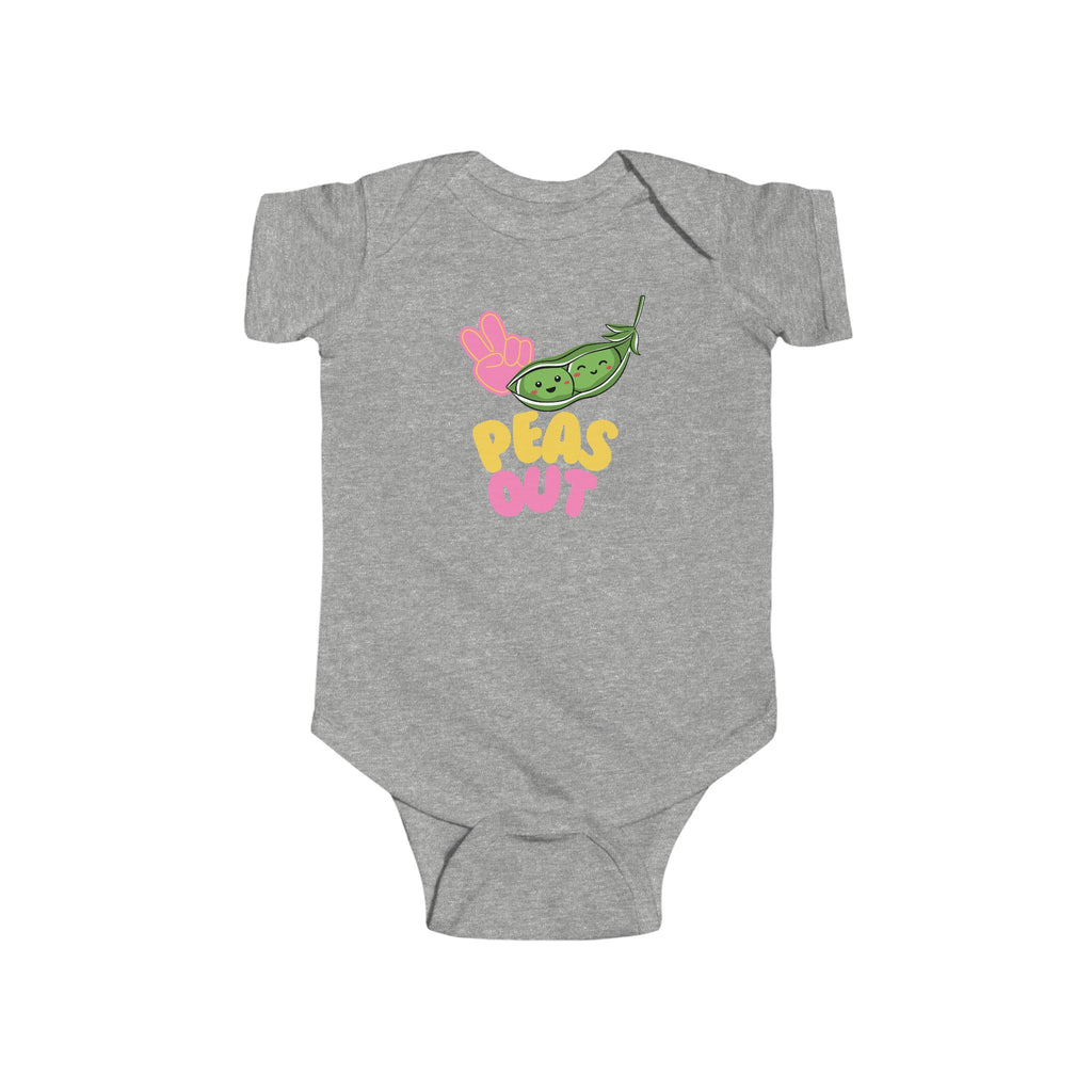 Peas Out Baby Onesie Gray