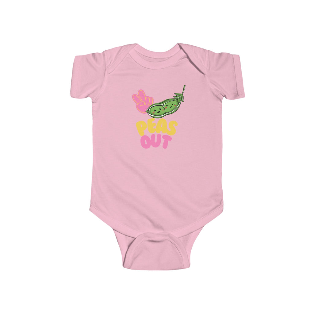 Peas Out Baby Onesie Pink