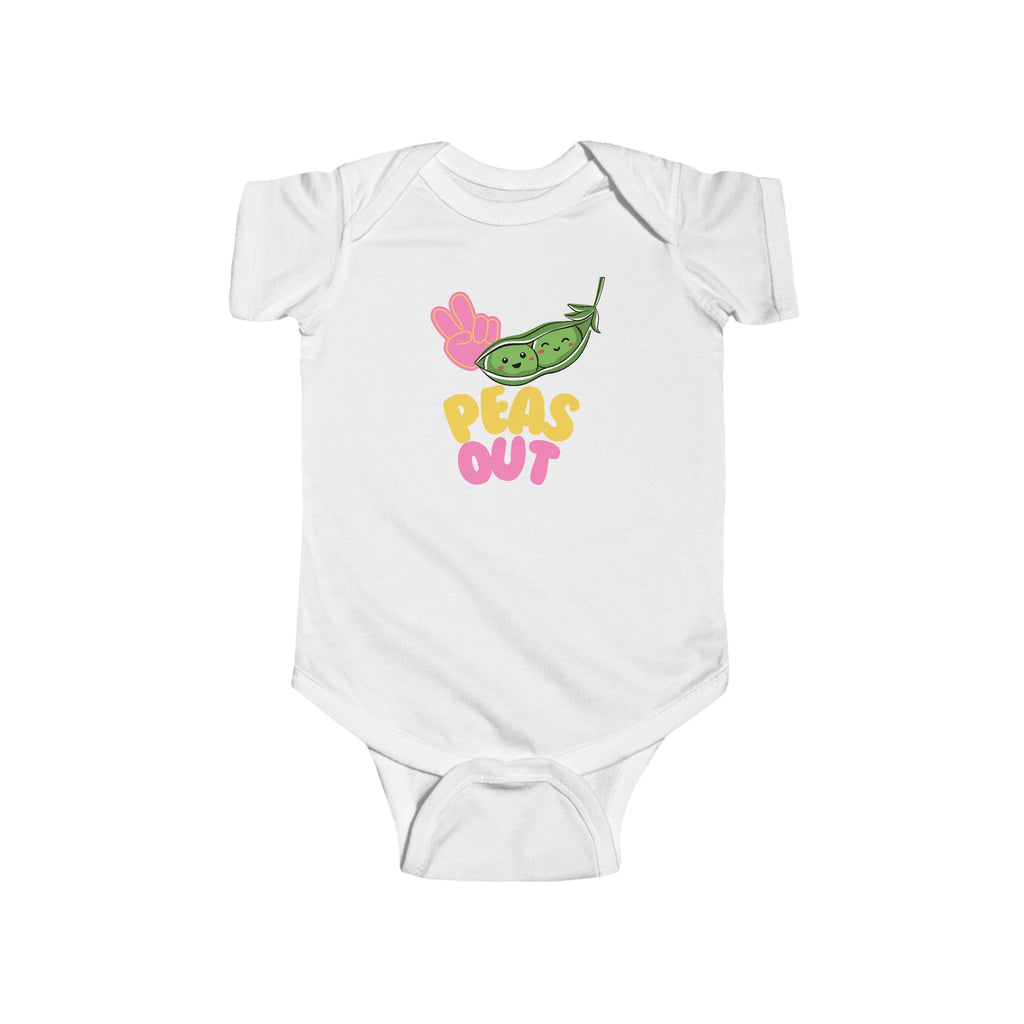 Peas Out Baby Onesie White