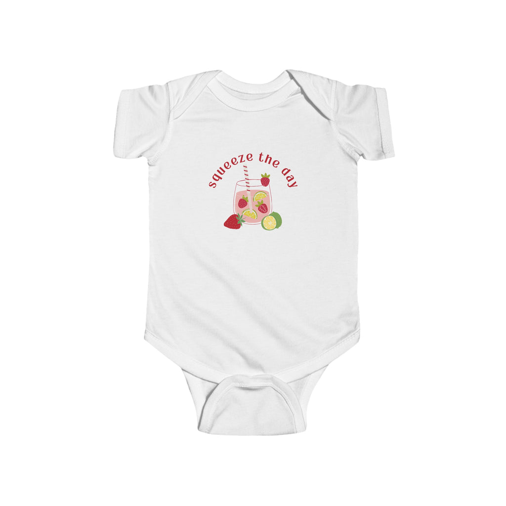 Squeeze the Day Lime Baby Onesie White