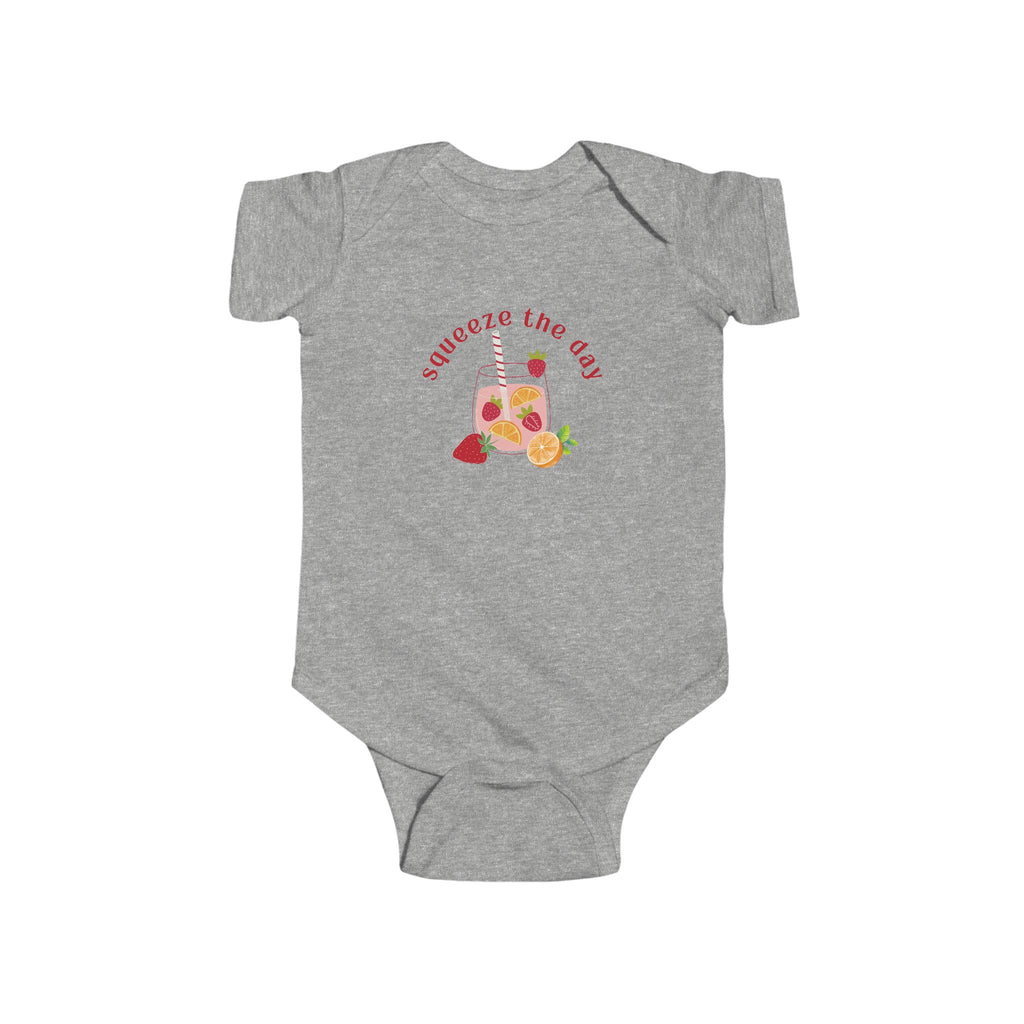 Squeeze the Day Orange Baby Onesie Gray