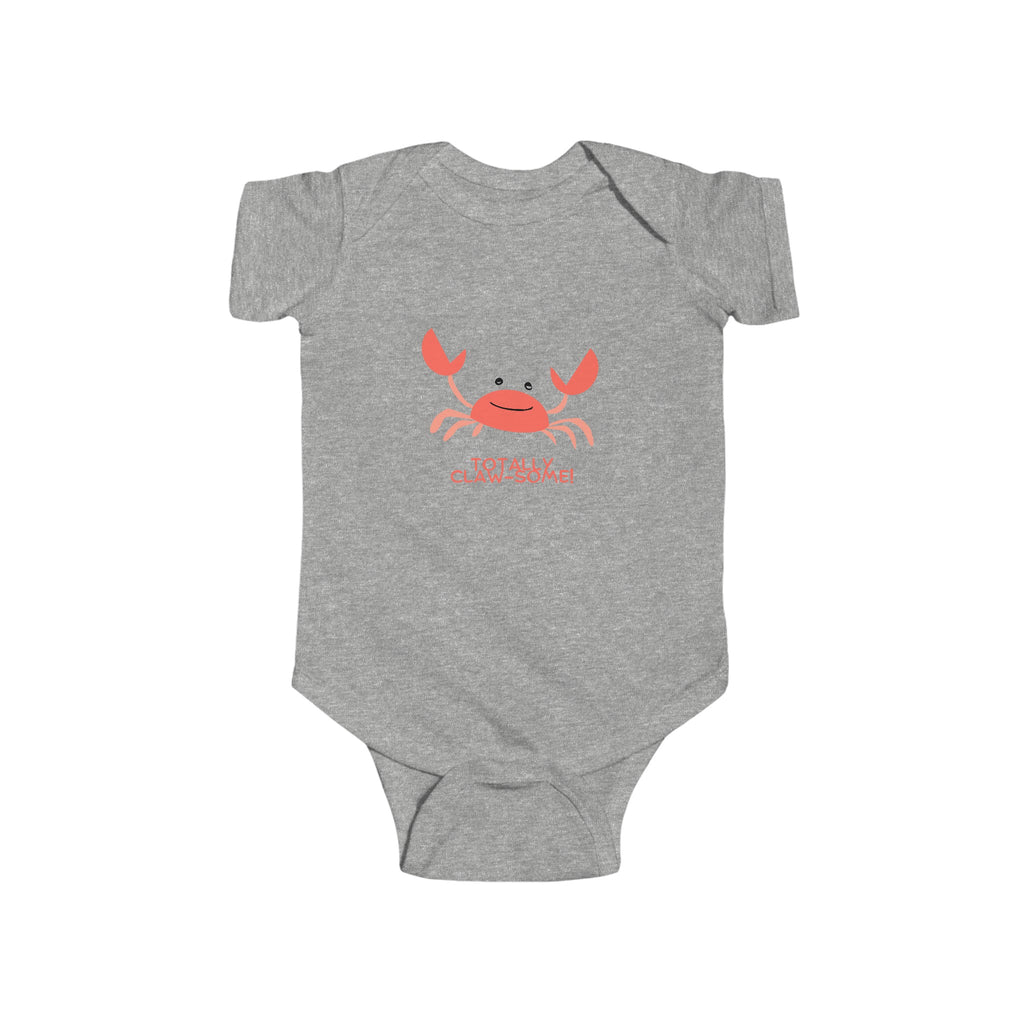 Totally Claw-Some Crab Baby Onesie Gray