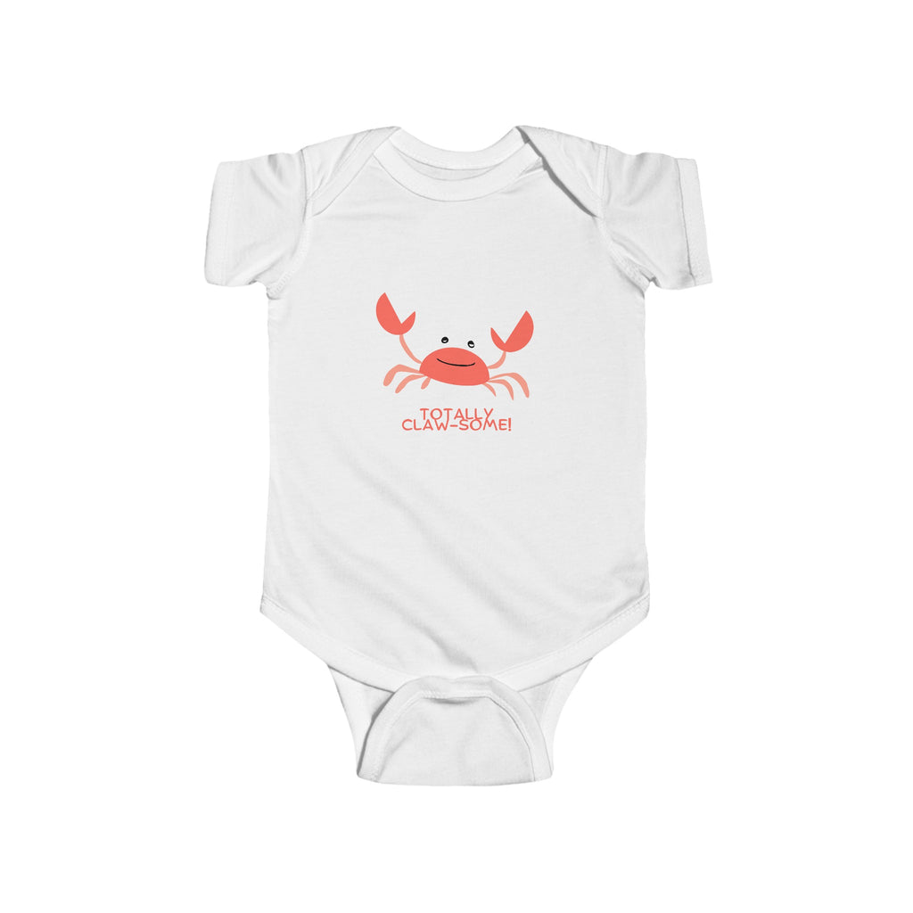 Totally Claw-Some Crab Baby Onesie White