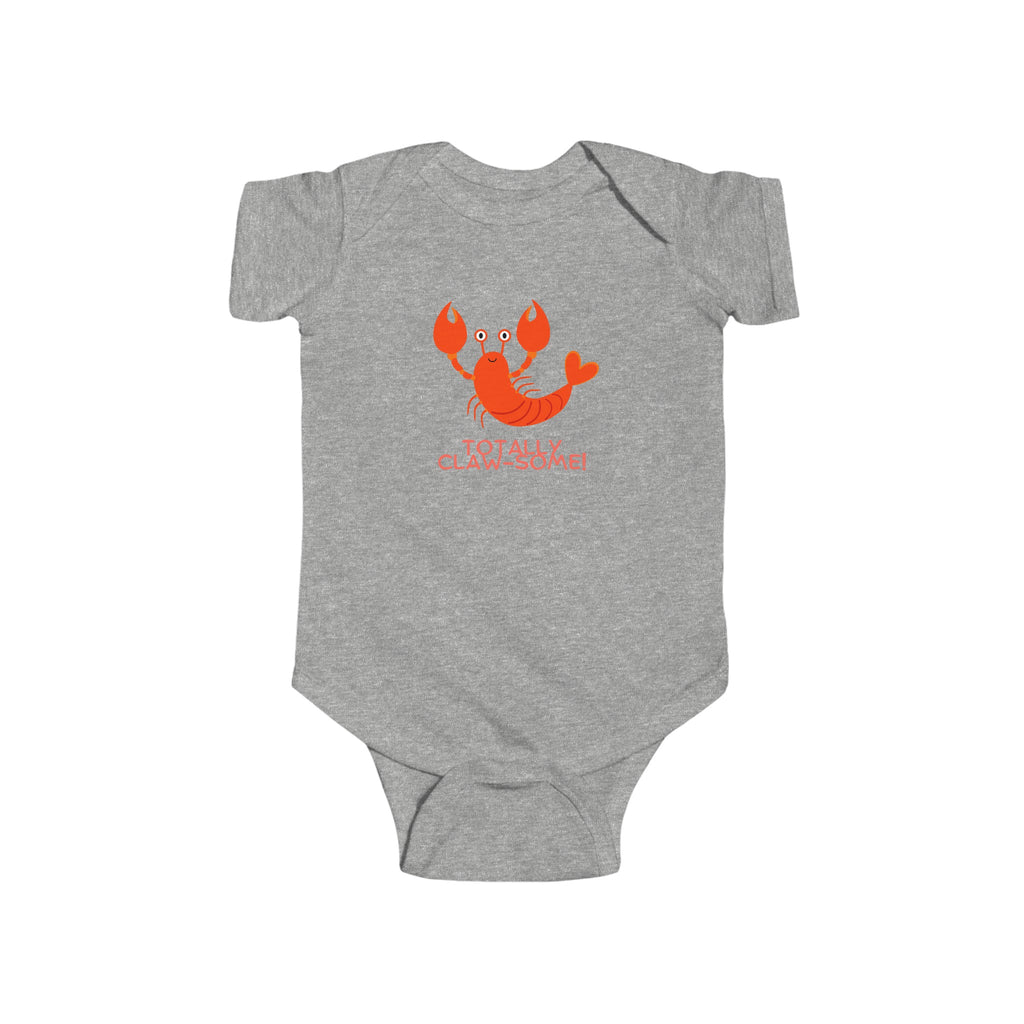 Totally Claw-Some Lobster Baby Onesie Gray