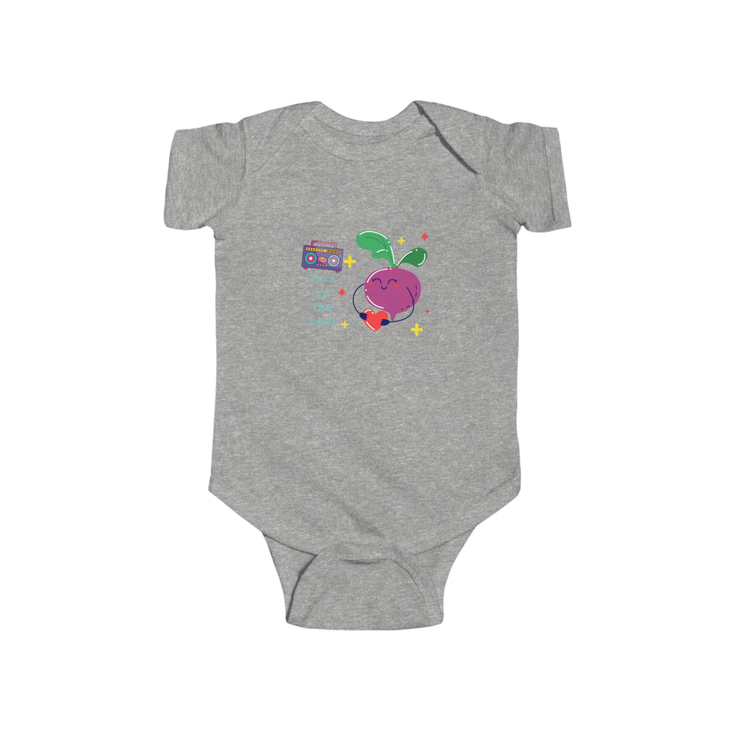 Turn Up the Beet Baby Onesie Gray