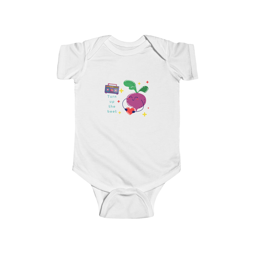 Turn Up the Beet Baby Onesie White