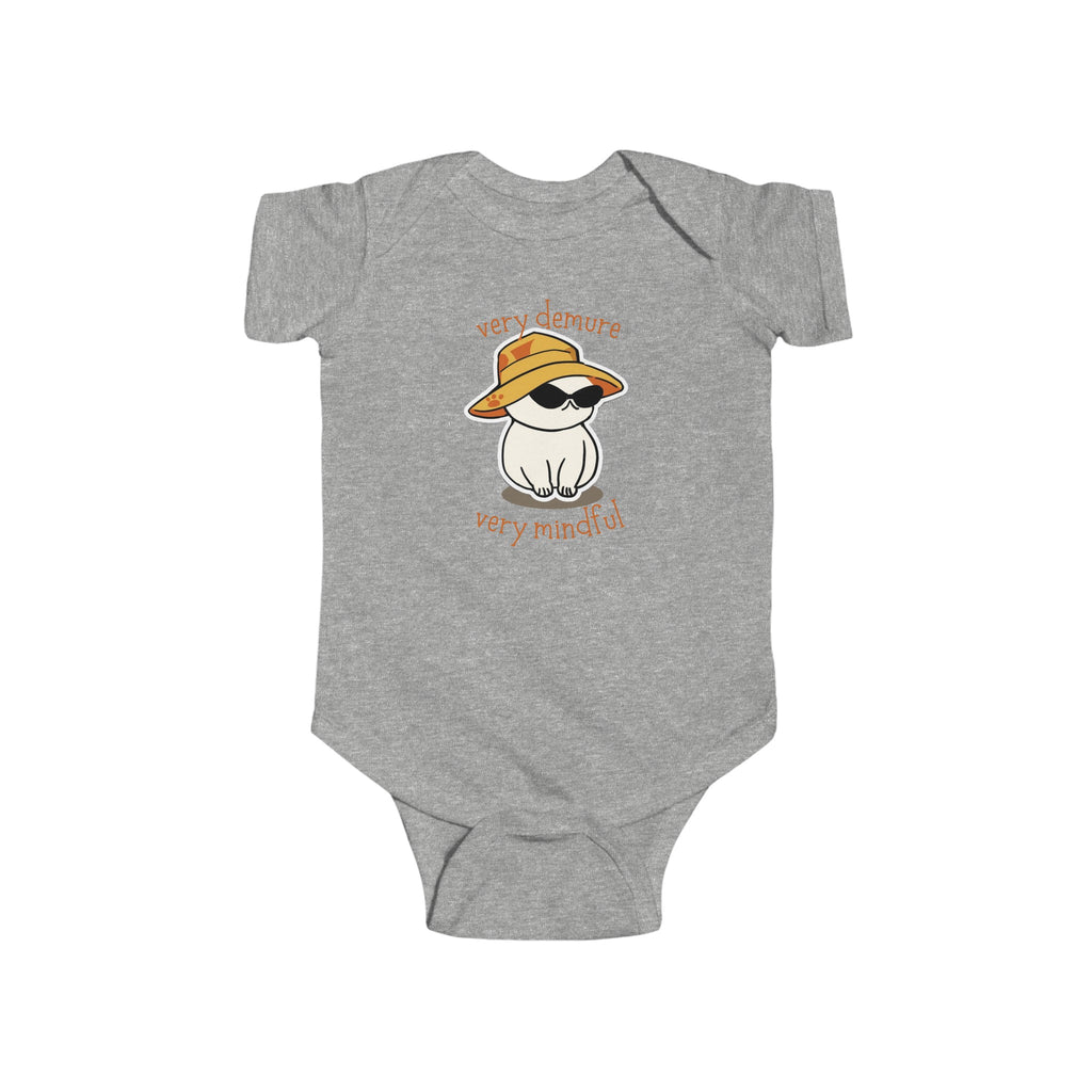 Very Demure Very Mindful Cat Baby Onesie Gray