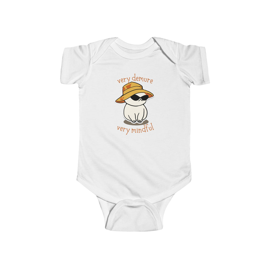 Very Demure Very Mindful Cat Baby Onesie White