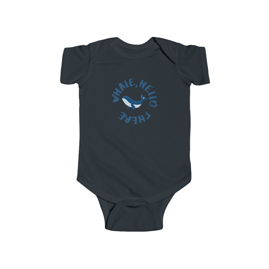 Whale Hello There Baby Onesie Black