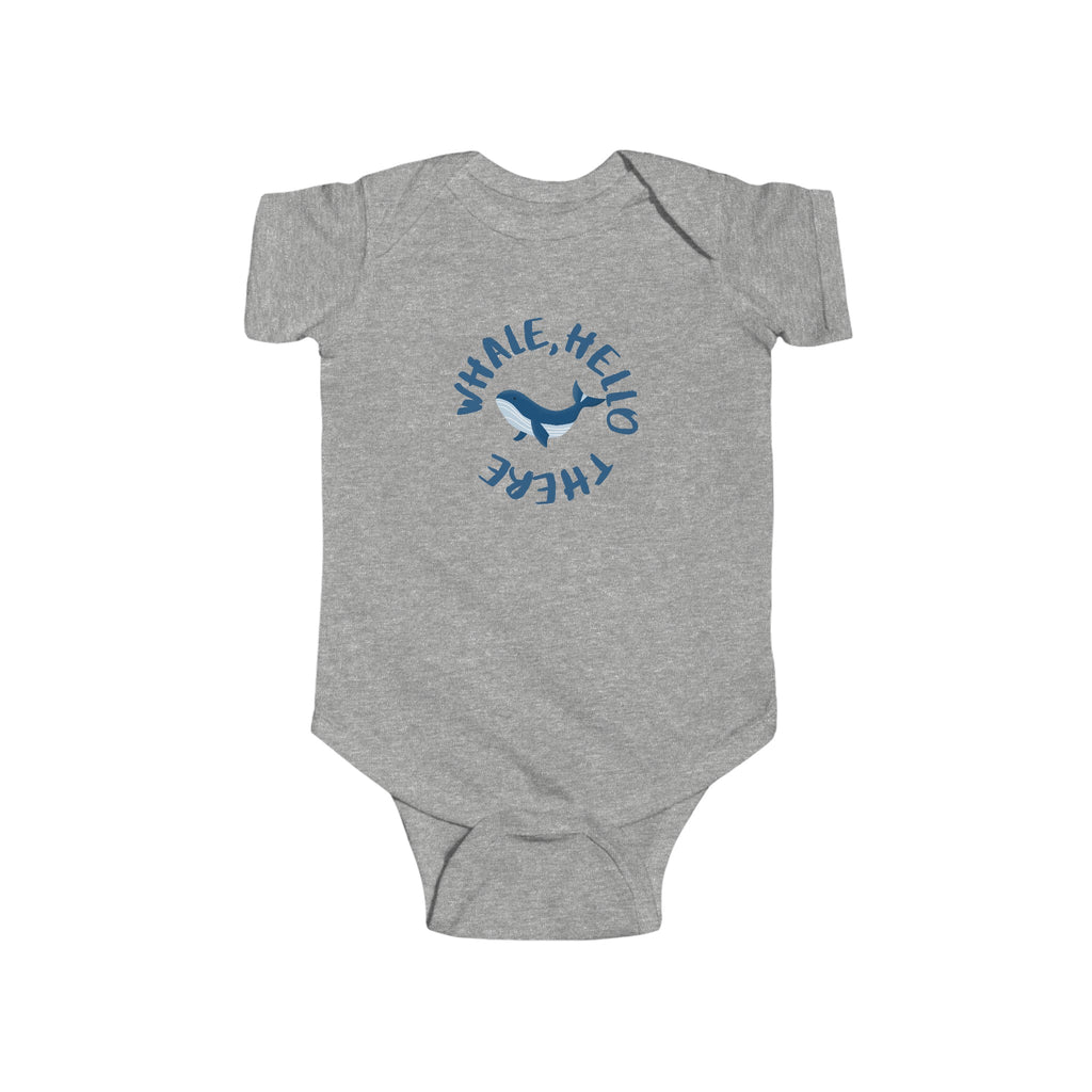 Whale Hello There Baby Onesie Gray